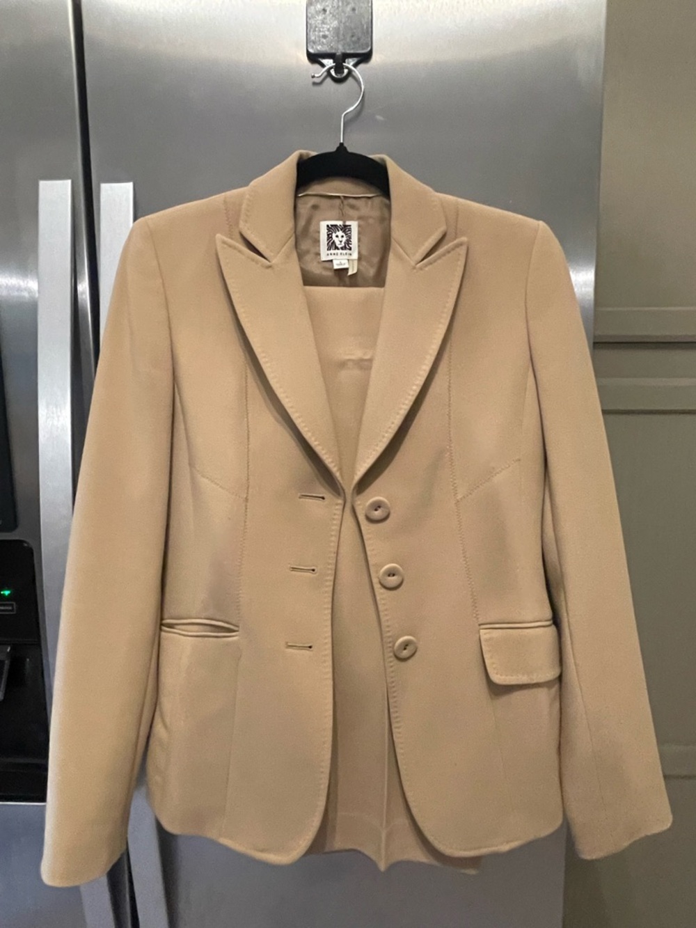 Anne Klein Beige/Tan Lined Jacket with Logo Tag
